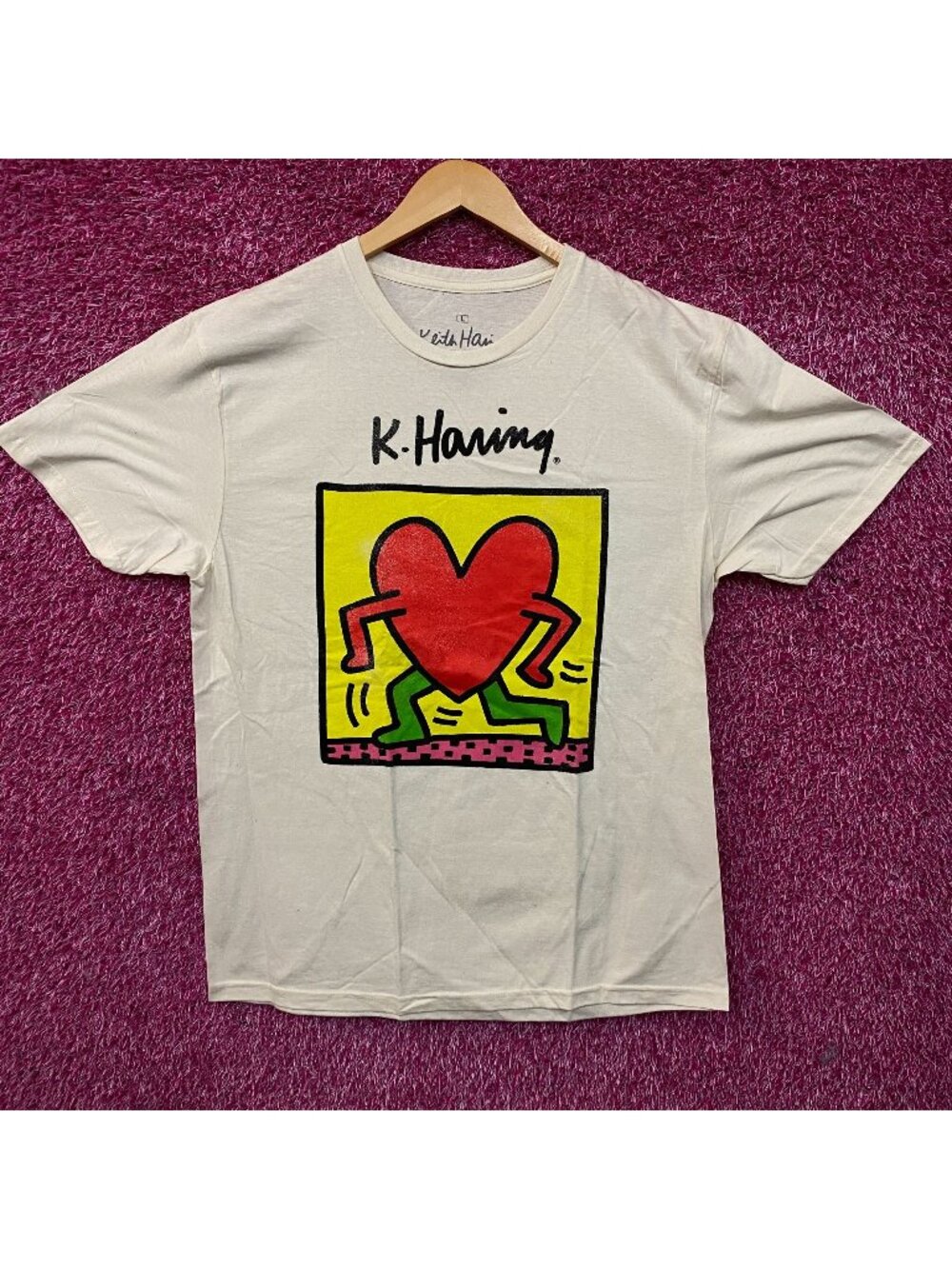 Keith Haring "Running Heart" Graphic T-Shirt Large